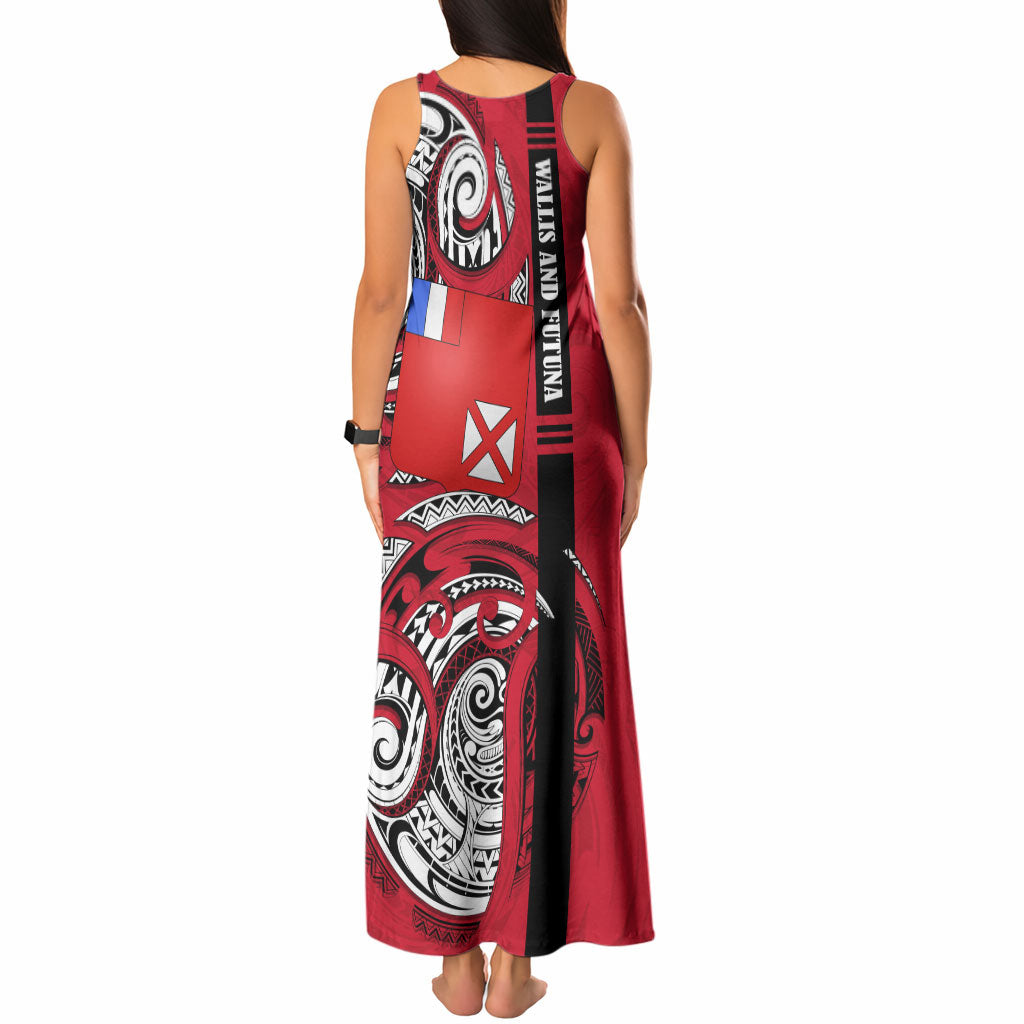 Wallis And Futuna Tank Maxi Dress Tribal Polynesian Tattoo Flag Motif TS04 - Polynesian Pride