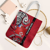 Wallis And Futuna Tote Bag Tribal Polynesian Tattoo Flag Motif TS04 White Strap One Size Red Black - Polynesian Pride