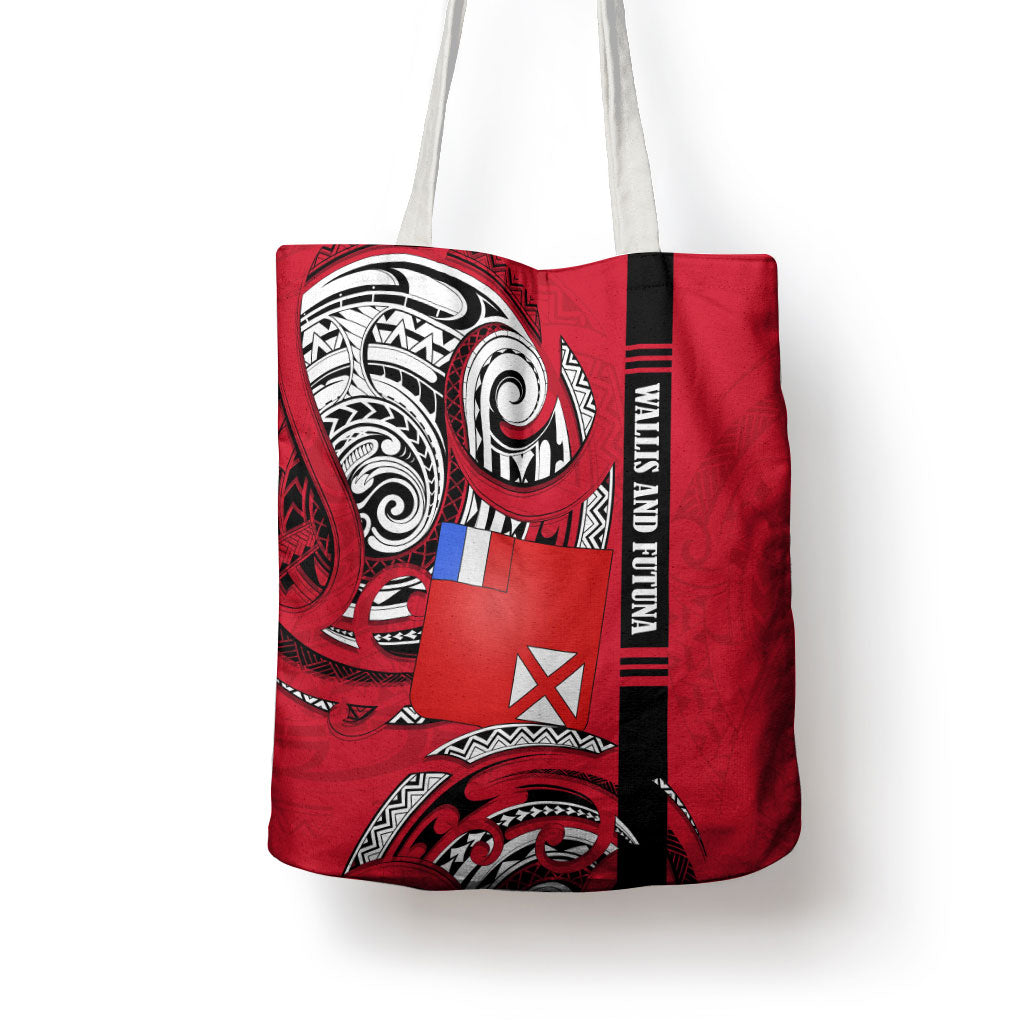 Wallis And Futuna Tote Bag Tribal Polynesian Tattoo Flag Motif TS04 - Polynesian Pride