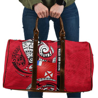 Wallis And Futuna Travel Bag Tribal Polynesian Tattoo Flag Motif TS04 Red Black - Polynesian Pride