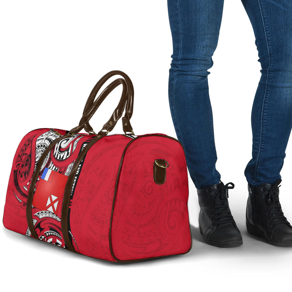 Wallis And Futuna Travel Bag Tribal Polynesian Tattoo Flag Motif TS04 - Polynesian Pride