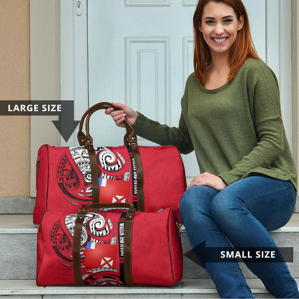 Wallis And Futuna Travel Bag Tribal Polynesian Tattoo Flag Motif TS04 - Polynesian Pride