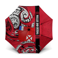 Wallis And Futuna Umbrella Tribal Polynesian Tattoo Flag Motif TS04 One Size Folded 11.42 inch Opened Diameter 37.4 inch Red Black - Polynesian Pride