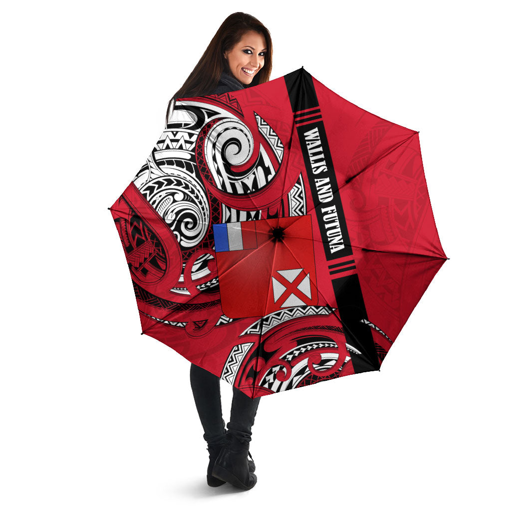 Wallis And Futuna Umbrella Tribal Polynesian Tattoo Flag Motif TS04 - Polynesian Pride