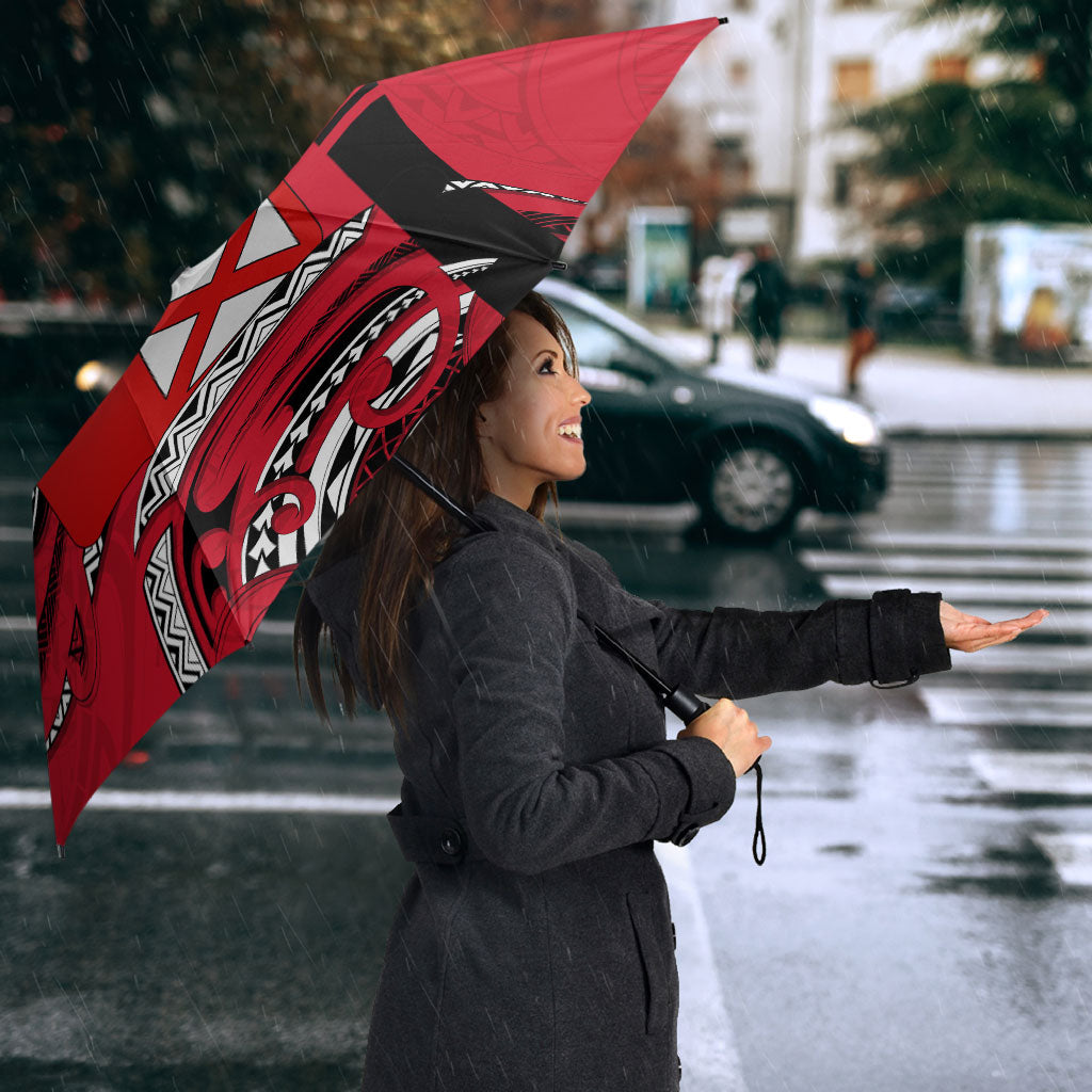 Wallis And Futuna Umbrella Tribal Polynesian Tattoo Flag Motif TS04 - Polynesian Pride
