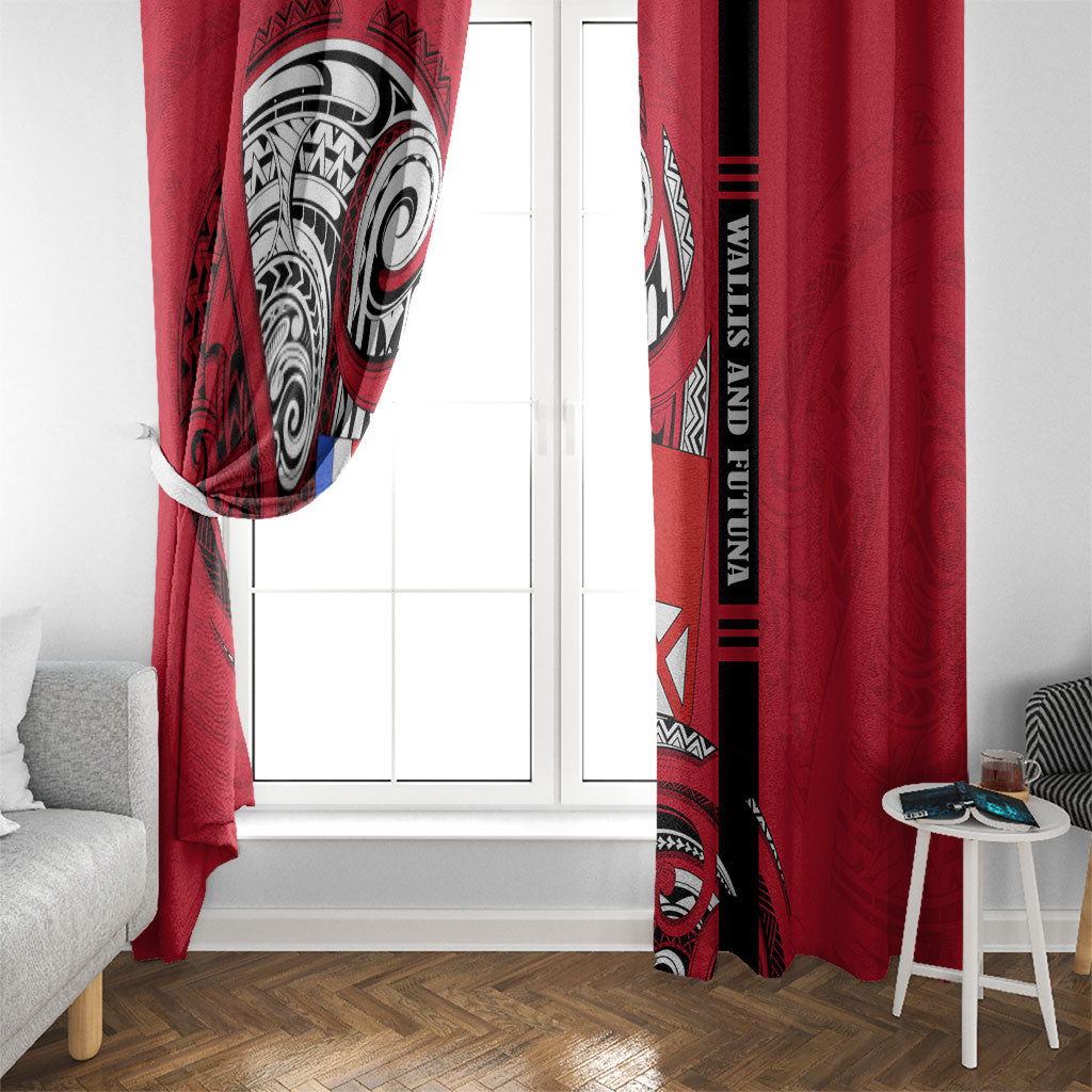 Wallis And Futuna Window Curtain Tribal Polynesian Tattoo Flag Motif TS04 - Polynesian Pride