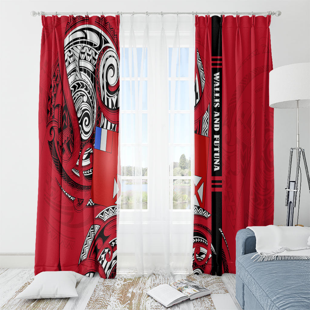 Wallis And Futuna Window Curtain Tribal Polynesian Tattoo Flag Motif TS04 - Polynesian Pride