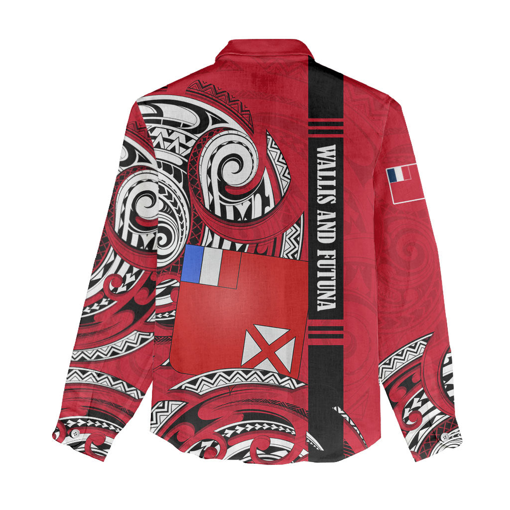 Wallis And Futuna Women Casual Shirt Tribal Polynesian Tattoo Flag Motif TS04 - Polynesian Pride