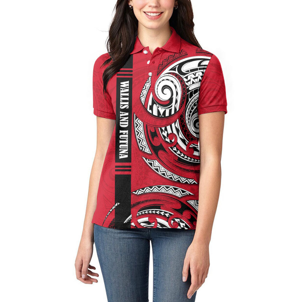 Wallis And Futuna Women Polo Shirt Tribal Polynesian Tattoo Flag Motif TS04 - Polynesian Pride