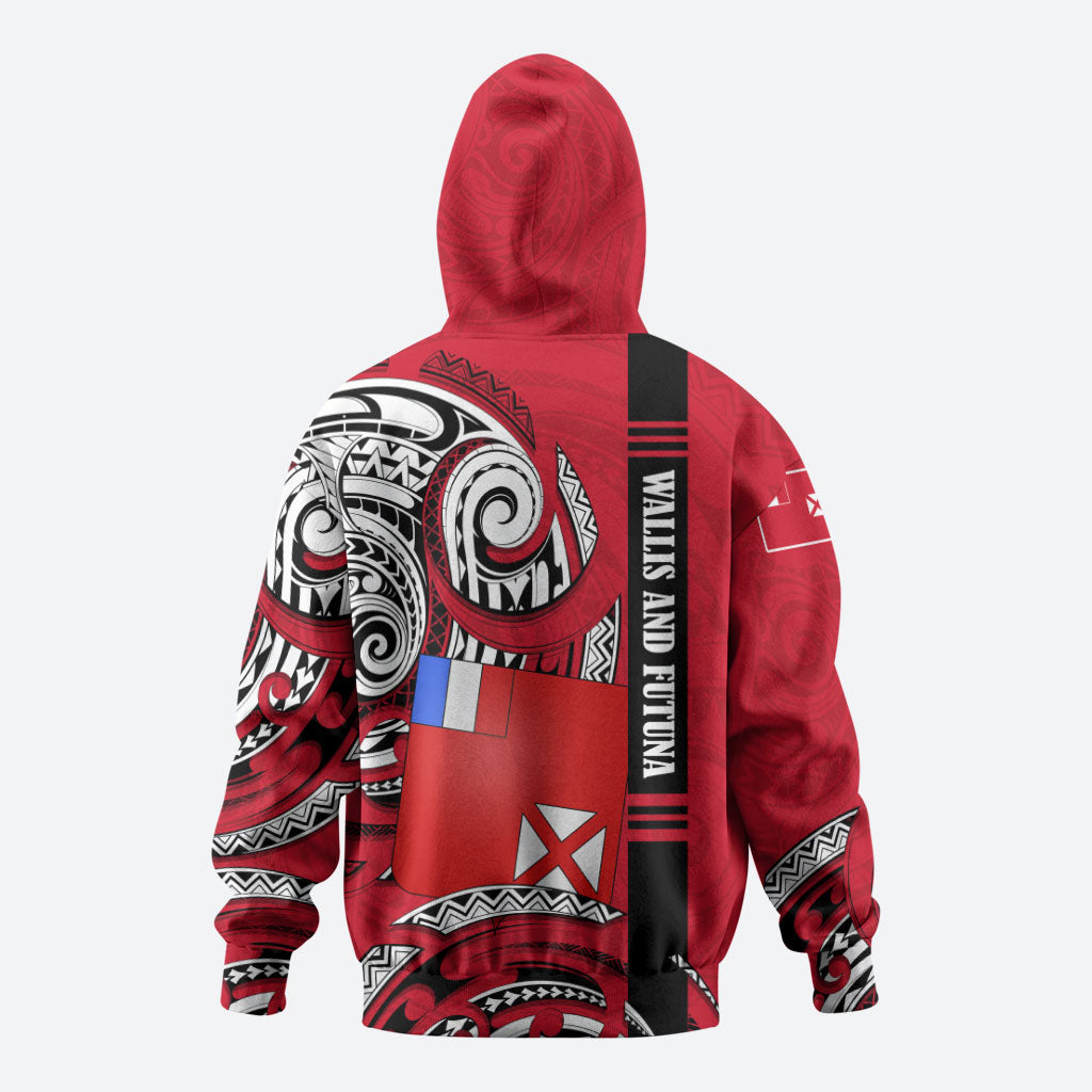 Wallis And Futuna Zip Hoodie Tribal Polynesian Tattoo Flag Motif TS04 - Polynesian Pride