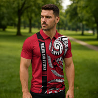 Wallis And Futuna Zipper Polo Shirt Tribal Polynesian Tattoo Flag Motif TS04 - Polynesian Pride
