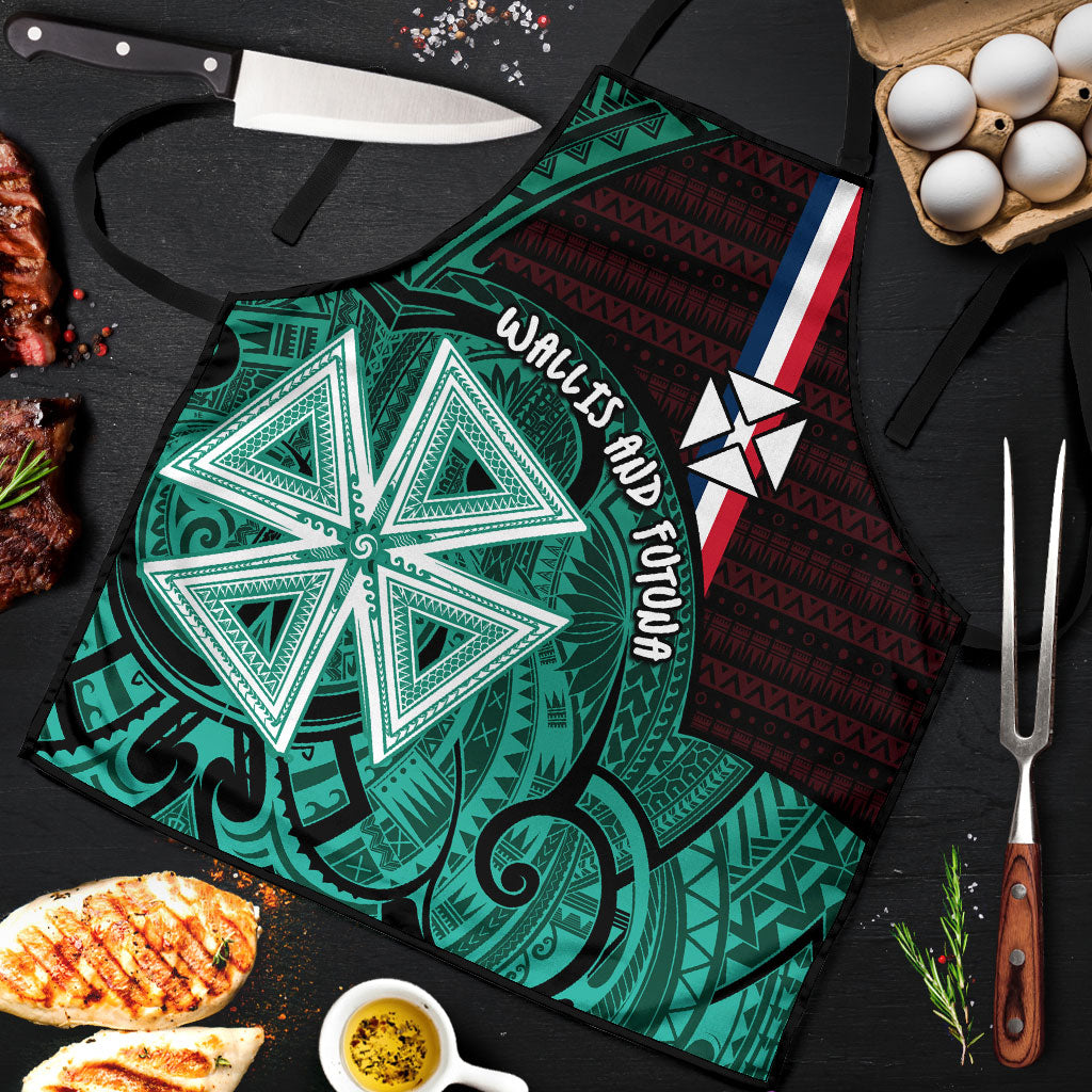 Wallis And Futuna Apron Tribal Polynesian Tattoo Heritage Cross Flag TS04 Green Black - Polynesian Pride