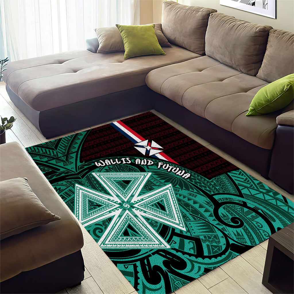 Wallis And Futuna Area Rug Tribal Polynesian Tattoo Heritage Cross Flag TS04 - Polynesian Pride