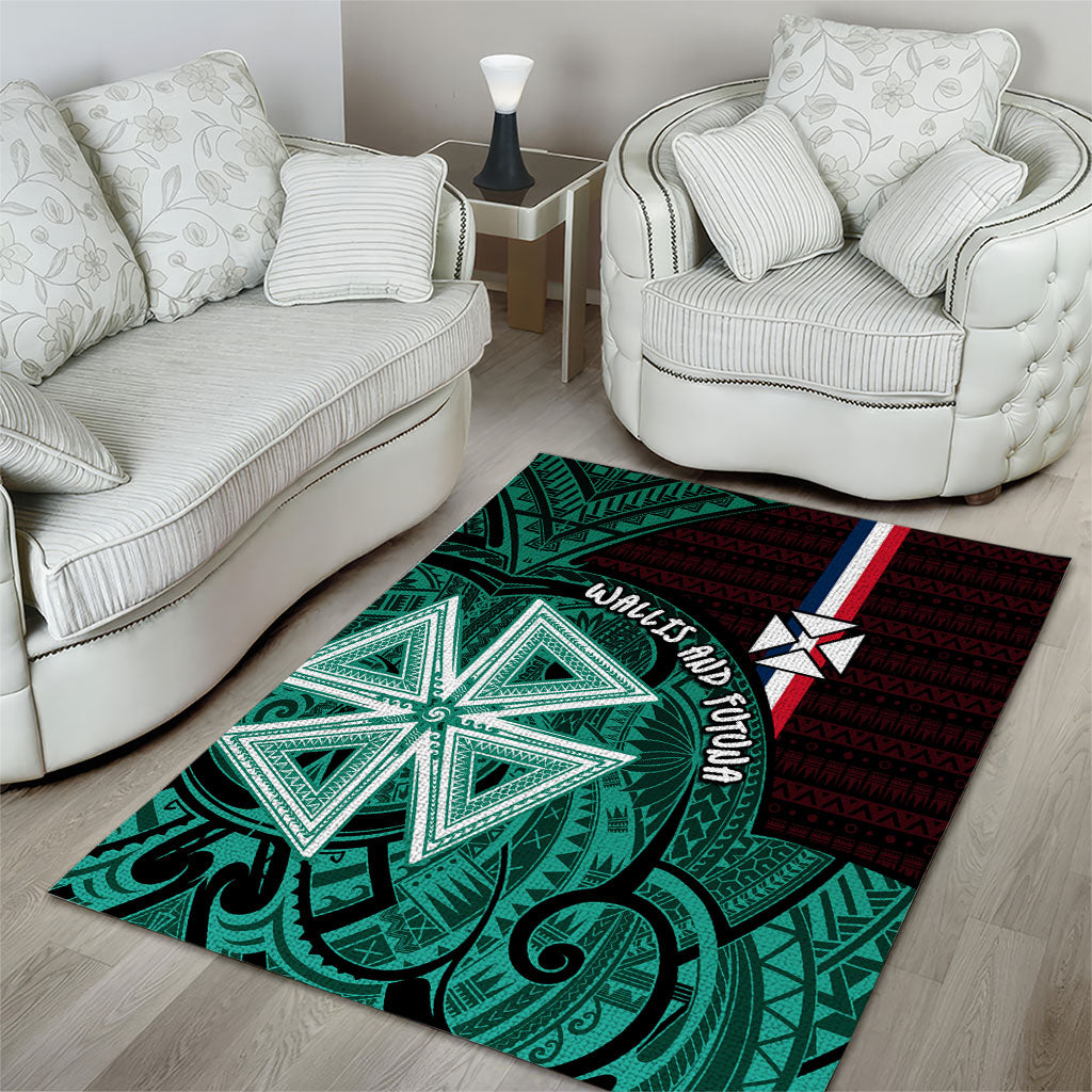 Wallis And Futuna Area Rug Tribal Polynesian Tattoo Heritage Cross Flag TS04 - Polynesian Pride