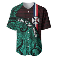 Wallis And Futuna Baseball Jersey Tribal Polynesian Tattoo Heritage Cross Flag TS04 Green Black - Polynesian Pride