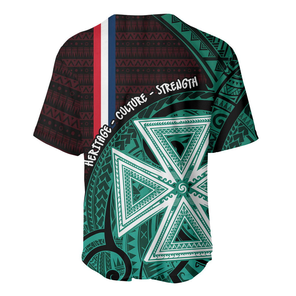 Wallis And Futuna Baseball Jersey Tribal Polynesian Tattoo Heritage Cross Flag TS04 - Polynesian Pride