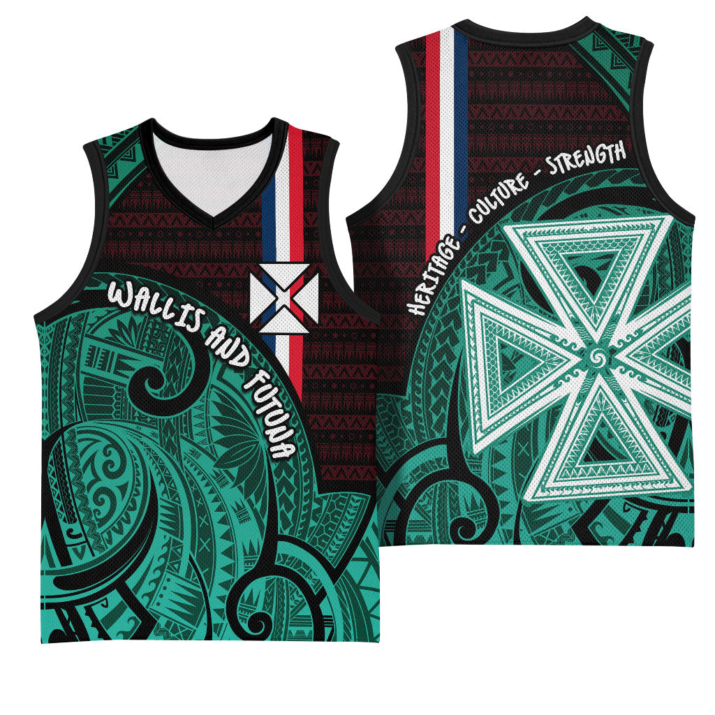 Wallis And Futuna Basketball Jersey Tribal Polynesian Tattoo Heritage Cross Flag TS04 - Polynesian Pride