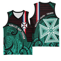 Wallis And Futuna Basketball Jersey Tribal Polynesian Tattoo Heritage Cross Flag TS04 - Polynesian Pride