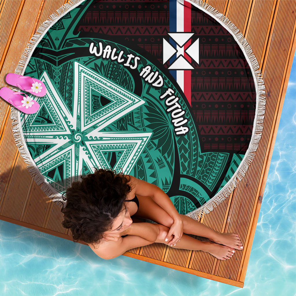 Wallis And Futuna Beach Blanket Tribal Polynesian Tattoo Heritage Cross Flag TS04 - Polynesian Pride