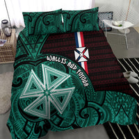 Wallis And Futuna Bedding Set Tribal Polynesian Tattoo Heritage Cross Flag TS04 - Polynesian Pride