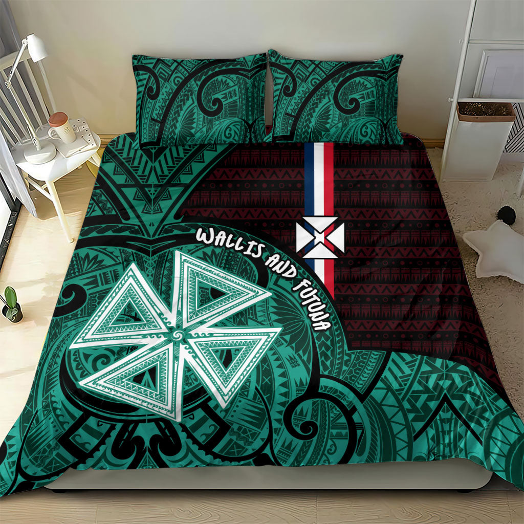 Wallis And Futuna Bedding Set Tribal Polynesian Tattoo Heritage Cross Flag TS04 - Polynesian Pride