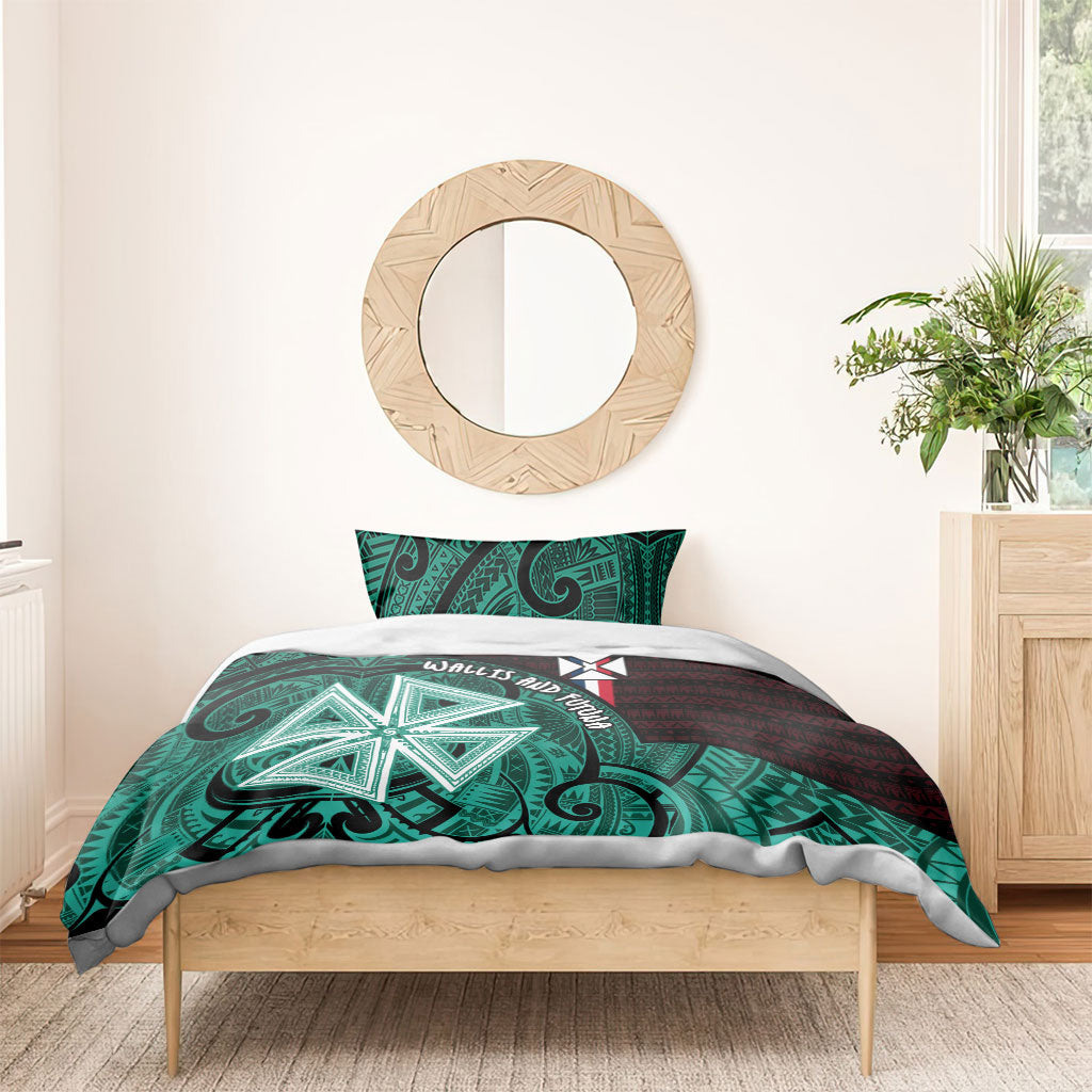 Wallis And Futuna Bedding Set Tribal Polynesian Tattoo Heritage Cross Flag TS04 - Polynesian Pride