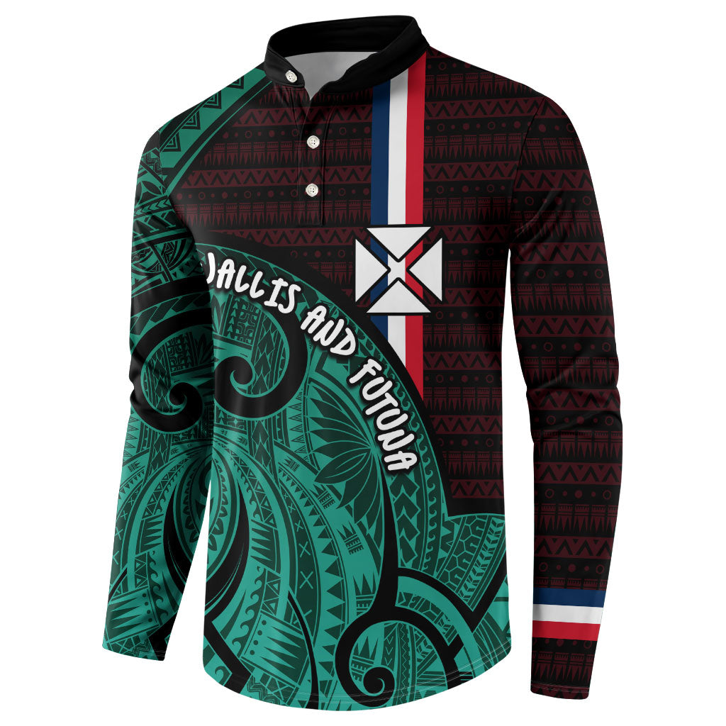 Wallis And Futuna Button Sweatshirt Tribal Polynesian Tattoo Heritage Cross Flag TS04 - Polynesian Pride