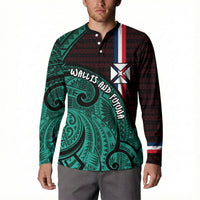 Wallis And Futuna Button Sweatshirt Tribal Polynesian Tattoo Heritage Cross Flag TS04 - Polynesian Pride