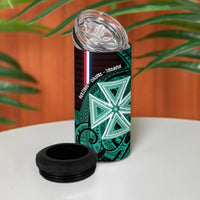 Wallis And Futuna 4 in 1 Can Cooler Tumbler Tribal Polynesian Tattoo Heritage Cross Flag TS04 - Polynesian Pride