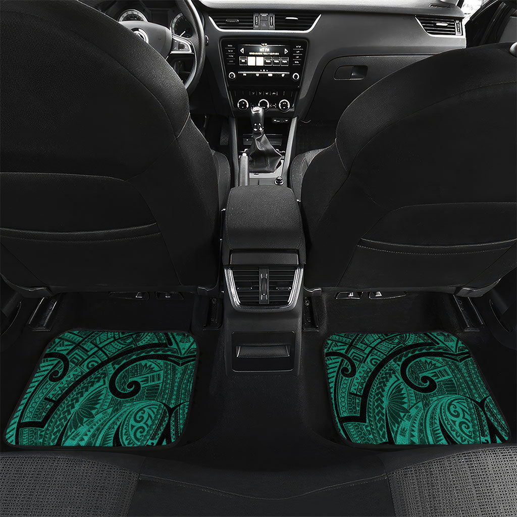Wallis And Futuna Car Mats Tribal Polynesian Tattoo Heritage Cross Flag TS04 Set 2pcs - Back Green Black - Polynesian Pride