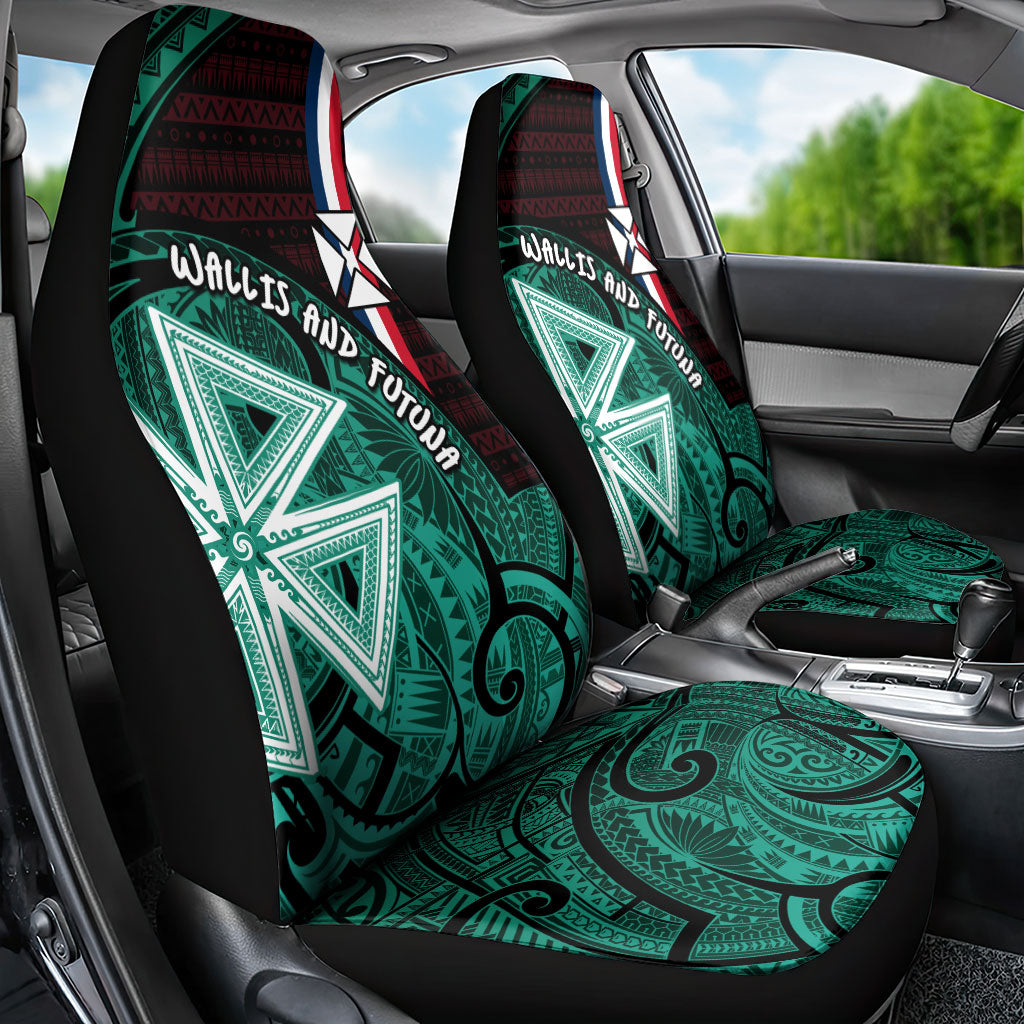 Wallis And Futuna Car Seat Cover Tribal Polynesian Tattoo Heritage Cross Flag TS04 - Polynesian Pride