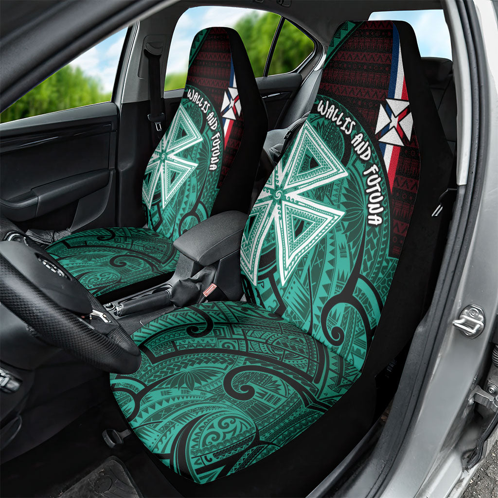 Wallis And Futuna Car Seat Cover Tribal Polynesian Tattoo Heritage Cross Flag TS04 - Polynesian Pride