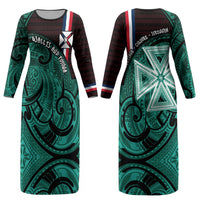 Wallis And Futuna Couples Matching Long Sleeve Bodycon Dress and Hawaiian Shirt Tribal Polynesian Tattoo Heritage Cross Flag TS04 - Polynesian Pride