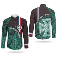 Wallis And Futuna Couples Matching Mermaid Dress and Long Sleeve Button Shirt Tribal Polynesian Tattoo Heritage Cross Flag TS04 - Polynesian Pride