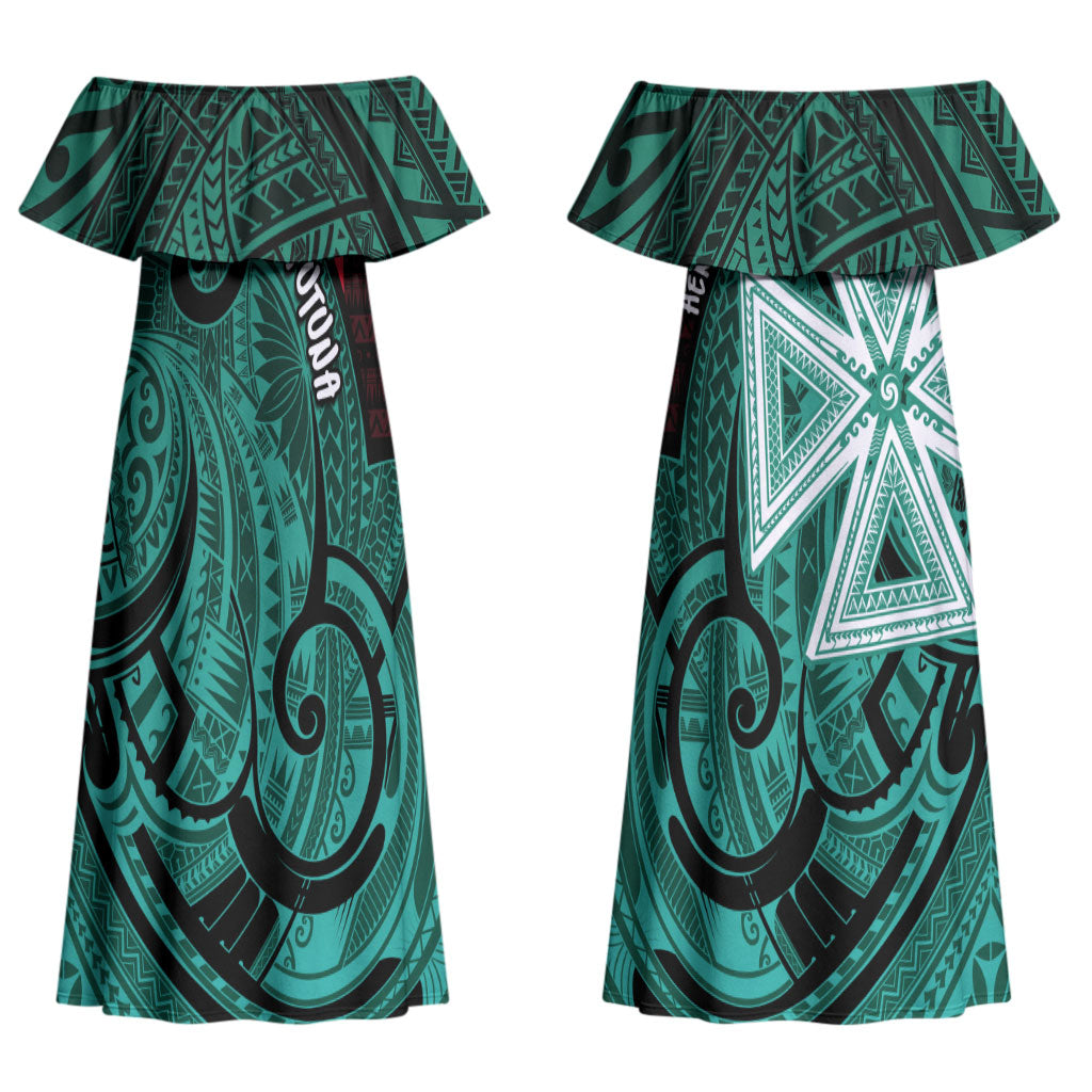 Wallis And Futuna Couples Matching Off Shoulder Maxi Dress and Long Sleeve Button Shirt Tribal Polynesian Tattoo Heritage Cross Flag TS04 - Polynesian Pride