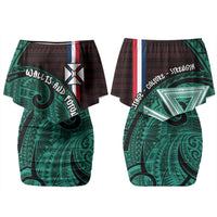 Wallis And Futuna Couples Matching Off Shoulder Short Dress and Long Sleeve Button Shirt Tribal Polynesian Tattoo Heritage Cross Flag TS04 - Polynesian Pride