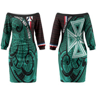Wallis And Futuna Couples Matching Off The Shoulder Long Sleeve Dress and Long Sleeve Button Shirt Tribal Polynesian Tattoo Heritage Cross Flag TS04 - Polynesian Pride
