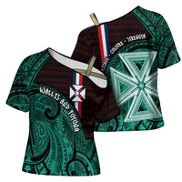 Wallis And Futuna Cross Shoulder Shirt Tribal Polynesian Tattoo Heritage Cross Flag TS04 - Polynesian Pride