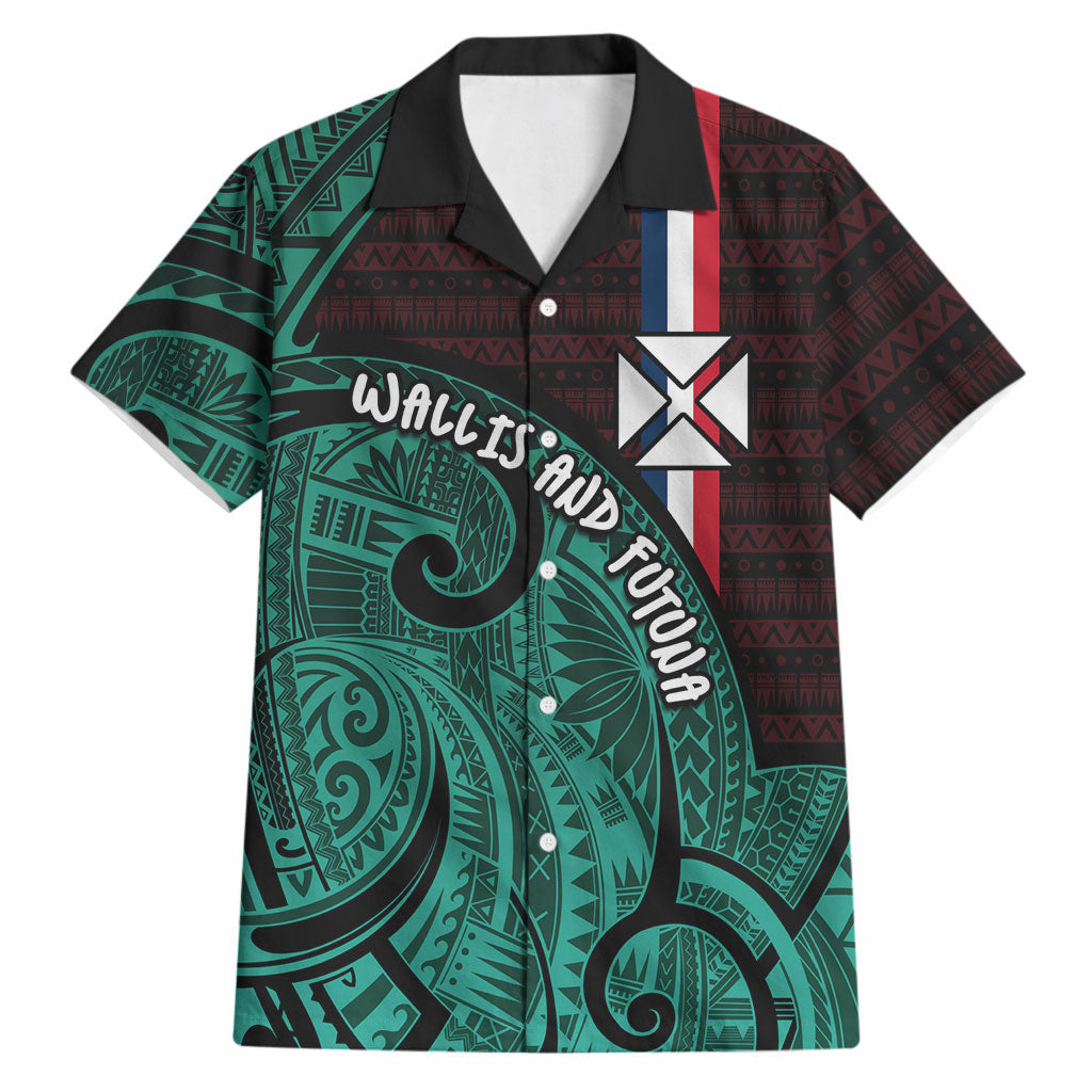 Wallis And Futuna Hawaiian Shirt Tribal Polynesian Tattoo Heritage Cross Flag TS04 Green Black - Polynesian Pride