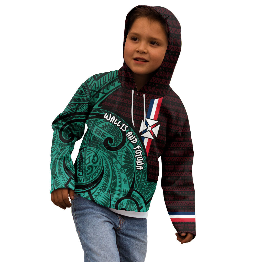 Wallis And Futuna Kid Hoodie Tribal Polynesian Tattoo Heritage Cross Flag TS04 - Polynesian Pride