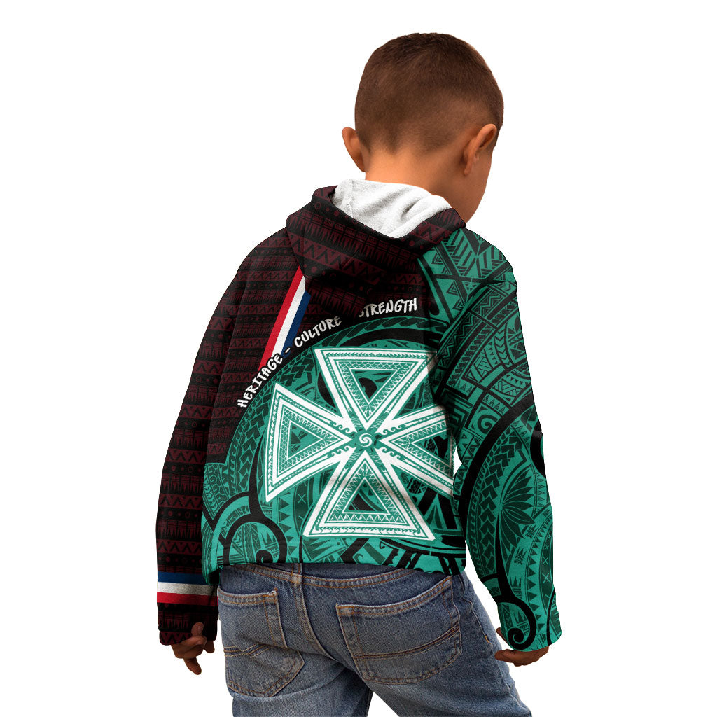 Wallis And Futuna Kid Hoodie Tribal Polynesian Tattoo Heritage Cross Flag TS04 - Polynesian Pride