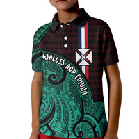 Wallis And Futuna Kid Polo Shirt Tribal Polynesian Tattoo Heritage Cross Flag TS04 Kid Green Black - Polynesian Pride
