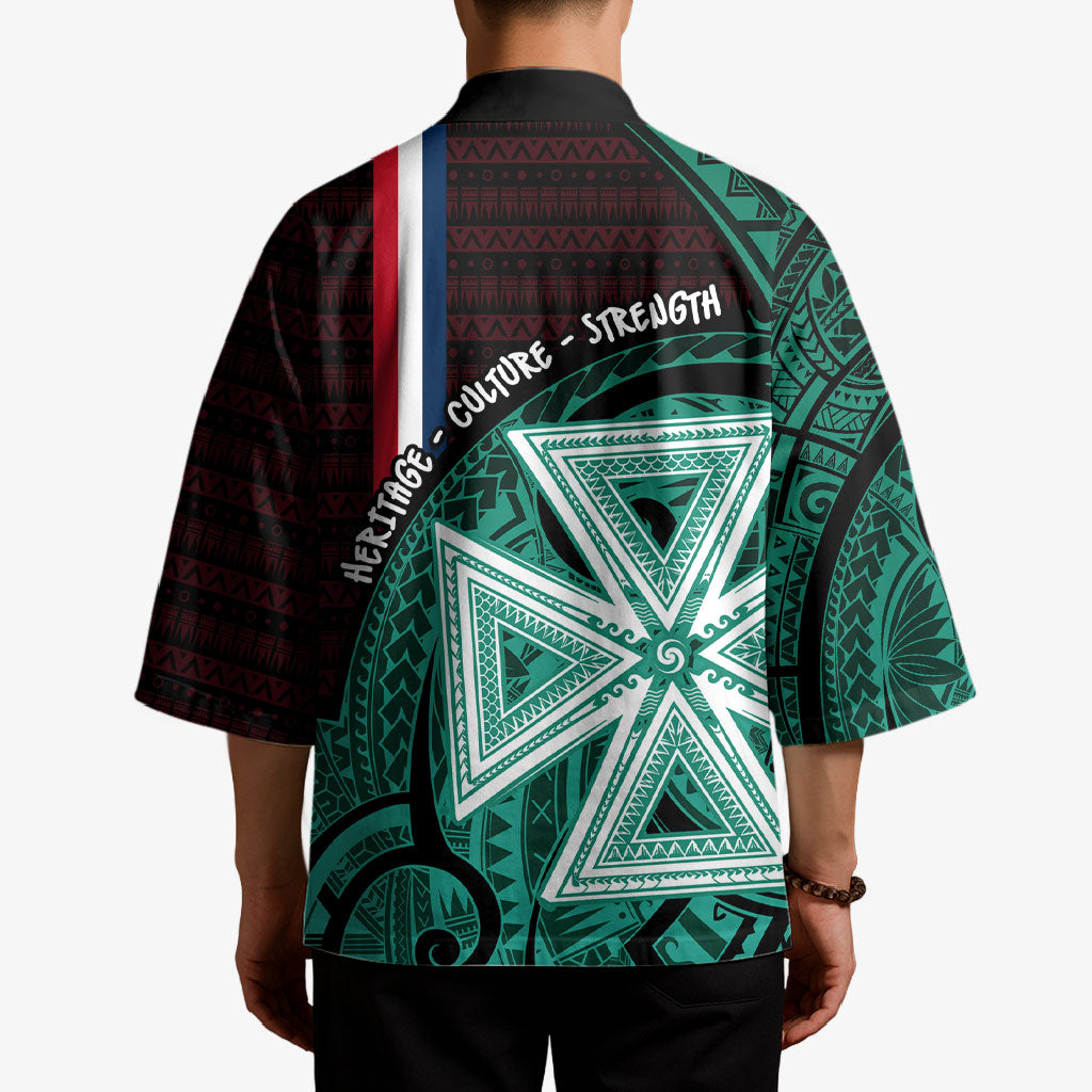 Wallis And Futuna Kimono Tribal Polynesian Tattoo Heritage Cross Flag TS04 - Polynesian Pride
