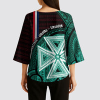 Wallis And Futuna Kimono Sleeve Blouse Tribal Polynesian Tattoo Heritage Cross Flag TS04 - Polynesian Pride