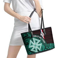 Wallis And Futuna Leather Tote Bag Tribal Polynesian Tattoo Heritage Cross Flag TS04 - Polynesian Pride