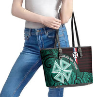 Wallis And Futuna Leather Tote Bag Tribal Polynesian Tattoo Heritage Cross Flag TS04 - Polynesian Pride