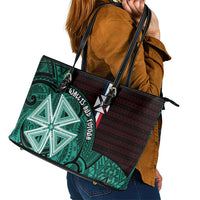 Wallis And Futuna Leather Tote Bag Tribal Polynesian Tattoo Heritage Cross Flag TS04 - Polynesian Pride