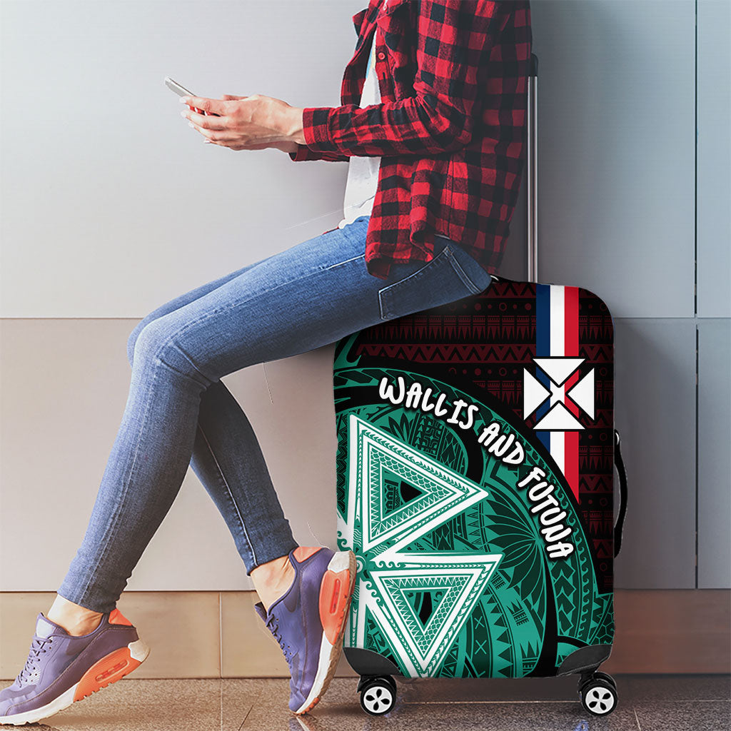 Wallis And Futuna Luggage Cover Tribal Polynesian Tattoo Heritage Cross Flag TS04 - Polynesian Pride