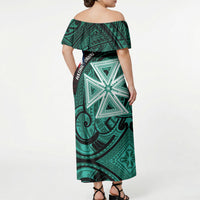 Wallis And Futuna Off Shoulder Maxi Dress Tribal Polynesian Tattoo Heritage Cross Flag TS04 - Polynesian Pride