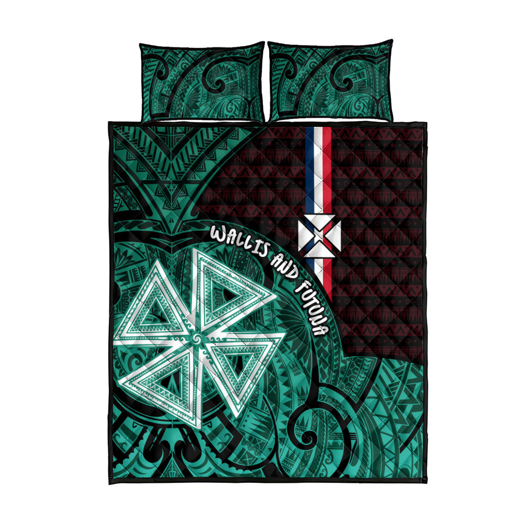 Wallis And Futuna Quilt Bed Set Tribal Polynesian Tattoo Heritage Cross Flag TS04 - Polynesian Pride